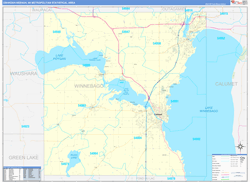 Oshkosh-Neenah Metro Area Wall Map Basic Style 2024